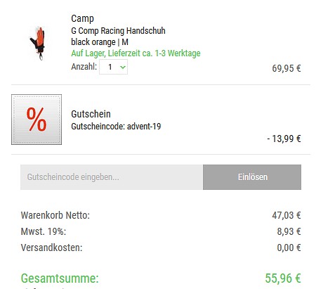 Bergzeit Adventskalender #19 - 20% Rabatt auf Handschuhe