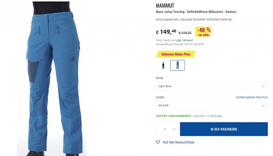 Ausgewählte Winterhosen bei sportler bis zu 70% reduziert