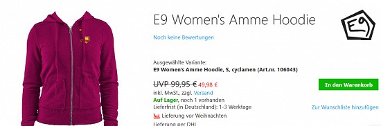 E9 mindestens 15% reduziert bei chalkr - nur noch heute