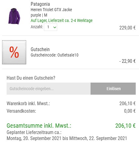 10% Extra-Rabatt auf das gesamtes Outlet bei bergzeit