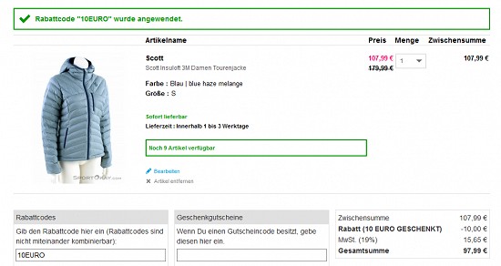 10€ geschenkt bei sportokay - nur noch bis morgen!