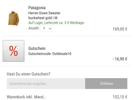 Zusätzliche 10% Rabatt im Bergzeit Outlet!