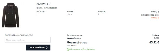 Orange Days - 20% Rabatt on top auf über 40.000 Artikel bei sportscheck