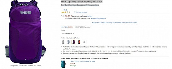 Thule Capstone Damen Trekking-Rucksack bei Amazon
