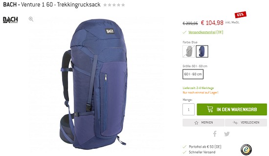 Rucksäcke im Sale der bergfreunde bis zu 65% reduziert