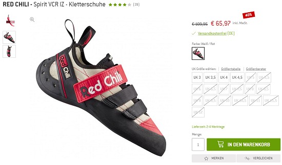 Alles rund um´s Klettern im Outlet von bergfreunde bis zu 60% reduziert