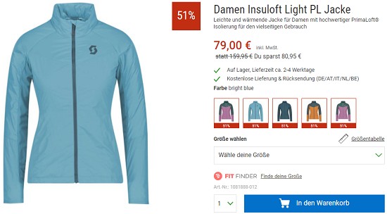 Jetzt schon Black Deal von Scott sichern - Isolationsjacken (w/m) 51% reduziert bei bergzeit