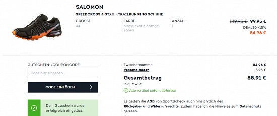 15% Rabatt on top auf reduzierte Schuhe und Bekleidung bei sportscheck - Aktion verlängert!