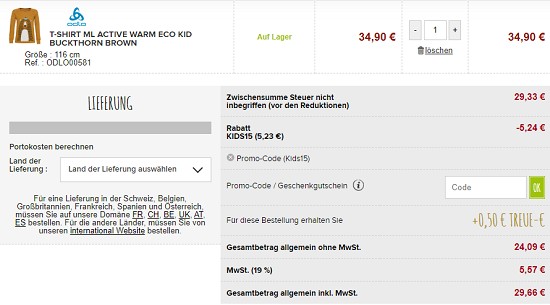 15% Rabatt on top auf das Kindersortiment bei snowleader