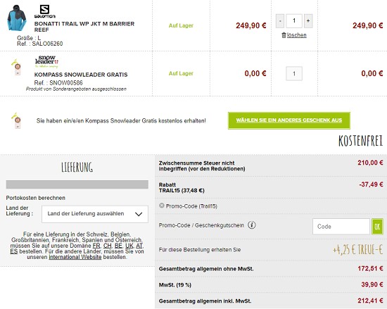 15% auf Trail/Running Ausrüstung bei snowleader