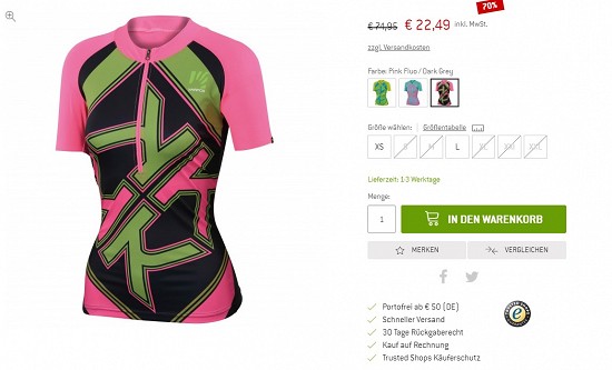Karpos- Women's Rapid Jersey - Radtrikot 22,49€-70% gespart