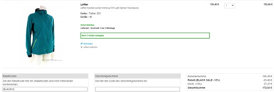 Black Sale - 12% Rabatt auf alles bei sportokay
