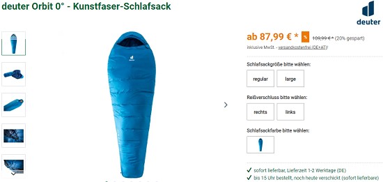 Campingartikel bis zu 20% reduziert bei outdoortrends