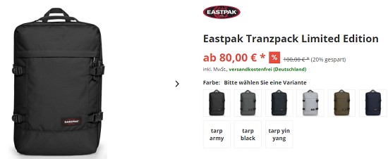 20% Rabatt auf Eastpak bei rucksack