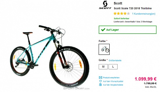 Bike-Lagerräumung bei sportokay - Rabatte von bis zu 39%