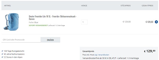 Free Shipping bei sportler