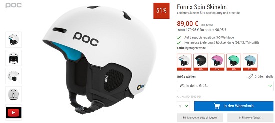 Silvester-Knaller bei bergzeit - POC Skihleme jetzt 51% reduziert