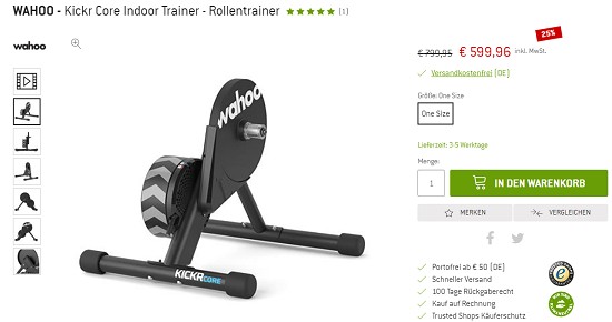 Bergfreunde Preisgrounder - Kickr Core und den Kickr V5 Rollentrainer von Wahoo - 25% reduziert