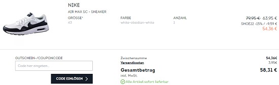 15% on top auf reduzierte Schuhe bei sportscheck