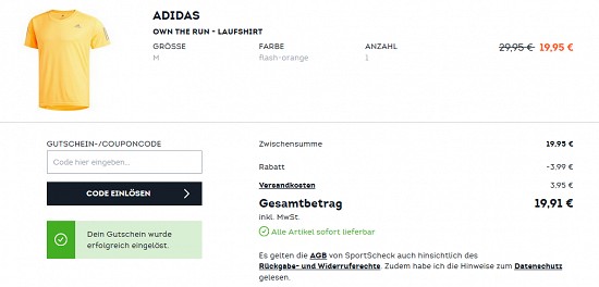 20% Extra-Rabatt auf Highlights von Top-Brands bei sportscheck