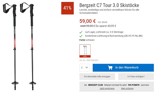 Bergzeit Hammerangebot - Komperdell Tourenskistöcke jetzt bis zu 45% reduziert