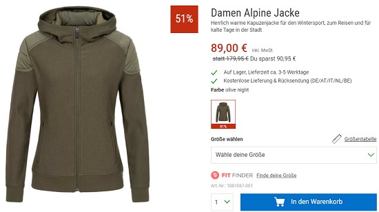 Bergzeit Hammerangebot - Super.Natural Fleecejacke jetzt bis zu 51% reduziert
