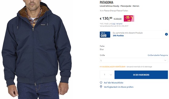 Ausgewähltes von Patagonia bis zu 50% reduziert bei sportler
