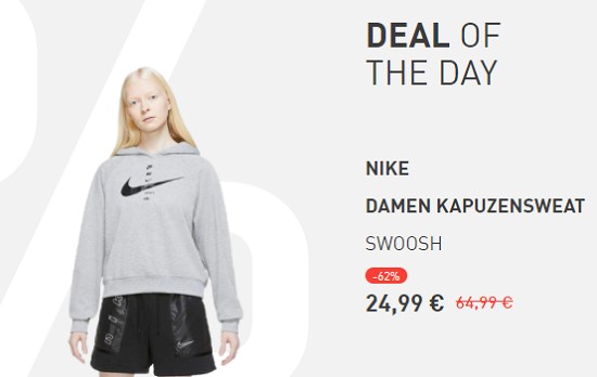 Deal of the Day - NIKE Damen Kapuzensweat Swoosh - 62% günstiger bei intersport