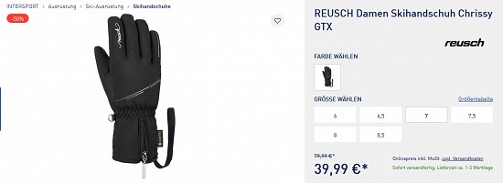 Ausgewählte Winterbekleidung bis zu 50% reduziert bei intersport