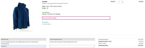 Finale Lagerräumung bei sportokay - 15% Extra-Rabatt auf alles