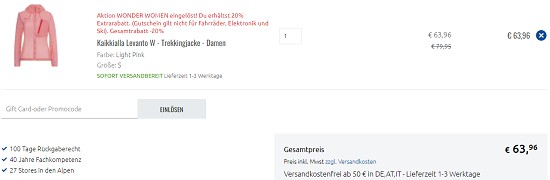 20% auf das Damensortiment bei sportler