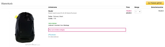 Deuter bei sportokay - Rabatte von bis zu 43 %