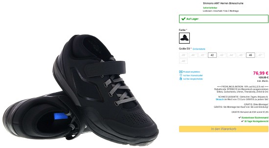 Bis zu 40 % Rabatt auf Bikeschuhe von Shimano bei sportokay