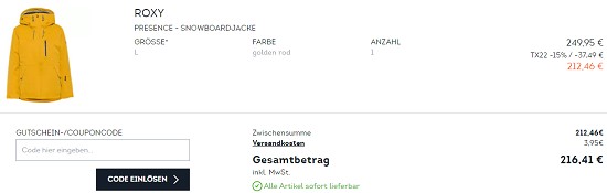 15% on top auf nicht reduzierte Kleidung bei Sportscheck