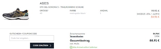 15% on top auf nicht reduzierte Schuhe bei Sportscheck