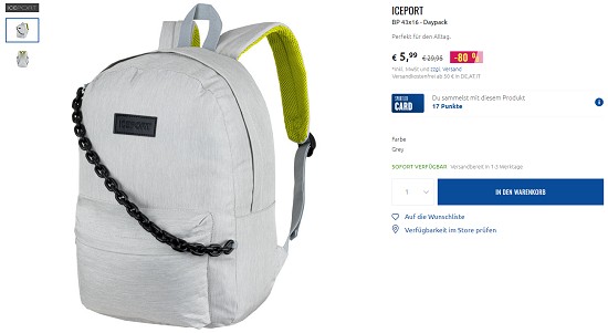 Bis zu 80 % Rabatt auf Rucksäcke bei sportler