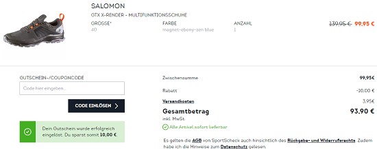 10€ geschenkt ab 80€ Einkaufswert bei SportScheck