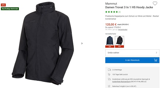 Mammut im Outlet von bergzeit - Rabatte von bis zu 60%