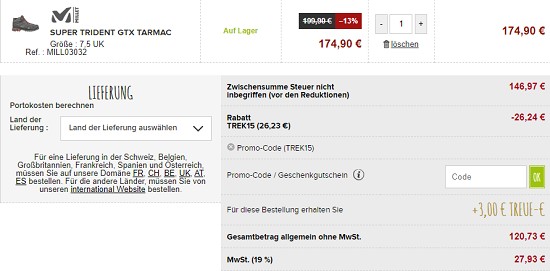 15% auf Wanderschuhe, Stöcke und Rucksäcke