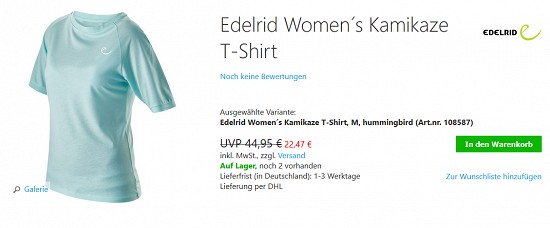 Mindestens 15% Rabatt auf Edelrid bei chalkr