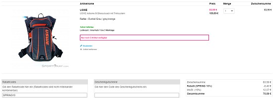 Bis zu 63% Rabatt auf Bike-Rucksäcke bei sportokay