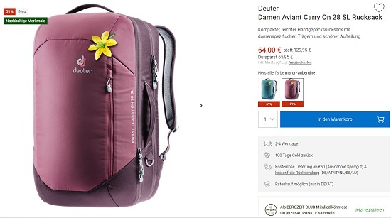 Bergzeit Hammerangebot - Deuter Rucksäcke jetzt bis zu 51% reduziert