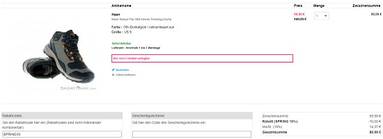 Bis zu 42% Rabatt auf Schuhe bei sportokay