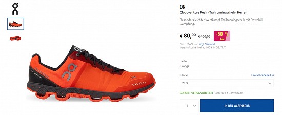 Bis zu 60% Rabatt auf ausgewählte Cloudventure-Trailrunningschuhe von ON bei sportler