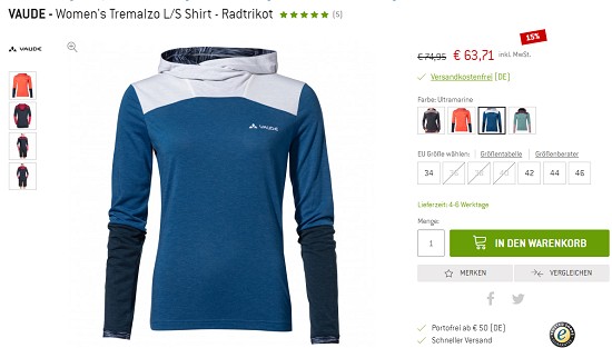 Fahrradbekleidung und Zubehör mindestens 15% günstiger bei bergfreunde