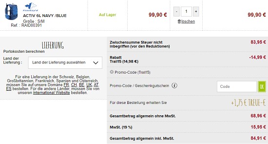 15% auf Trail/Running Ausrüstung bei snowleader