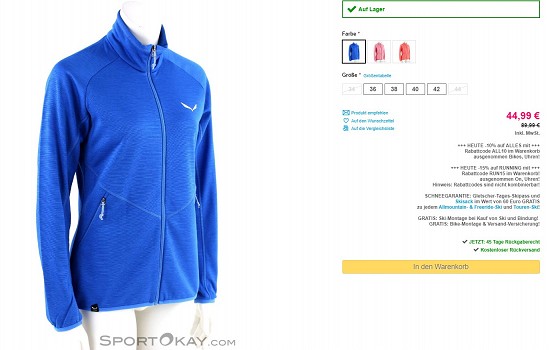 Salewa Puez Melange PL Damen Outdoorsweater 44,99€ - 50% gespart