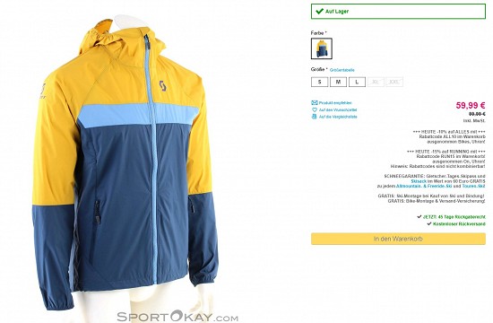 Scott Trail MTN WB 40 Herren Bikejacke 59,99€ - 40% günstiger