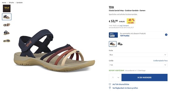 Teva Sandalen mit 40% Rabatt!