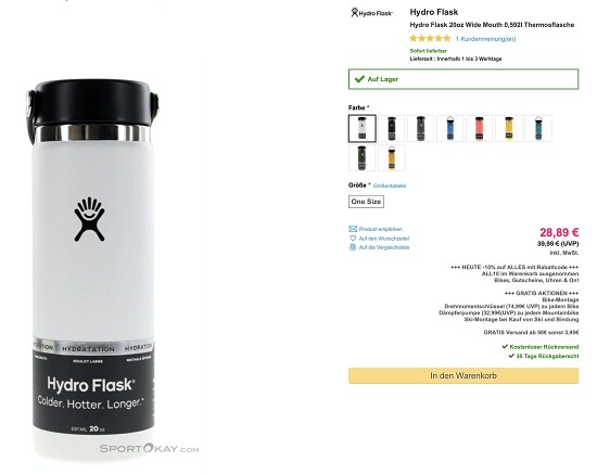 Spare bis zu 46% auf Deine Neue Trinkflasche!